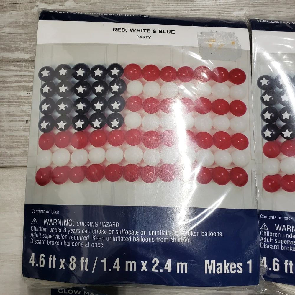 Red White & Blue Balloon Stripes Glow Mask USA Foil Balloon Patriotic Sets of 5